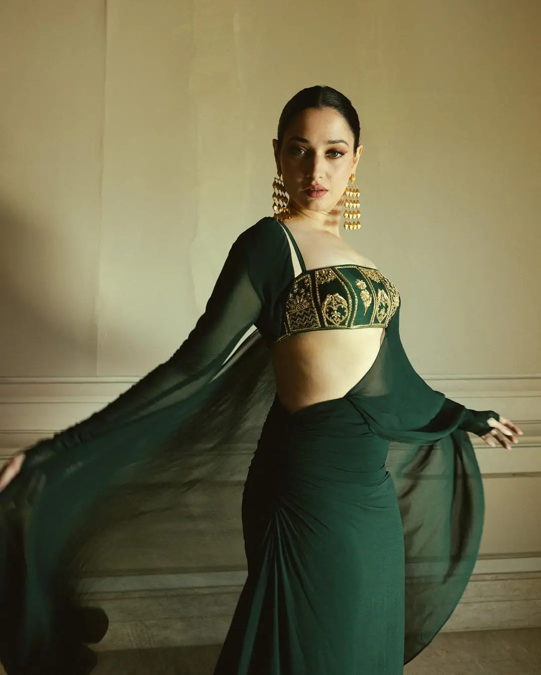 Bollywood Actress Tamanna Bhatia Stills In Green Gown